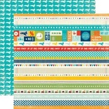 Лист скрапбумаги от Echo Park - Scoot Border Strips - двусторонняя, в самолетики 30х30 см