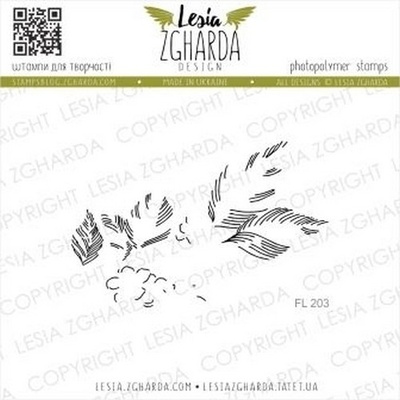 Акриловый штамп Lesia Zgharda Штриховка до гілочки з цвітом FL203