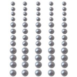 Половинки жемчужин на клеевой основе Queen & Co - Pearls Silver, 60 штук