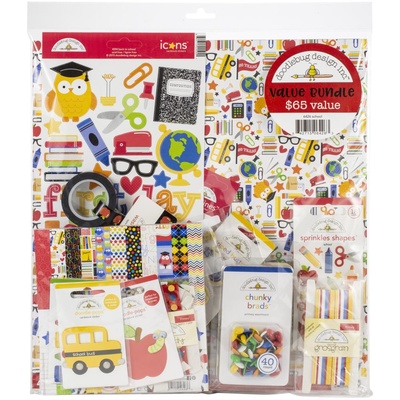 Полная коллекция бумаги и декора от Doodlebug Cardstock - School Days
