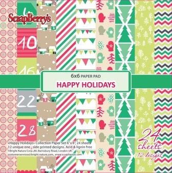 Набор бумаги от Scrapberry's - Зимние каникулы, 15х15 см, 170 гр/м., 24 листа