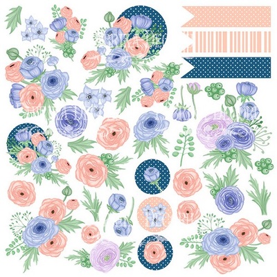 Лист с карточками для вырезания. Набор Flower mood, ТМ Фабрика Декора