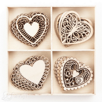 Набор деревянных украшений dpCraft (Dalprint) - Hearts, 20 шт.
