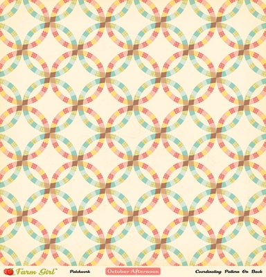 Лист двусторонней скрапбумаги от October Afternoon - “Farm Girl” Collection - Patchwork, 30х30