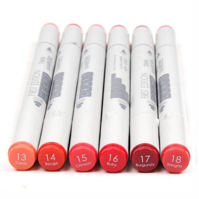 Набор алкогольных маркеров от First Edition - Twin Markers - Reds, красные, 6 шт.