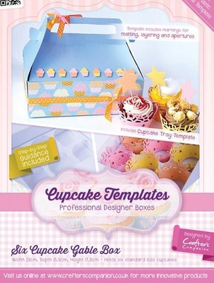 Шаблон-трафарет от Crafters Companion -Cupcake Templates Collection - Six Cupcake Gable Box