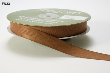 Лента TWILL - BROWN, цвет коричневый, ширина 16 мм, длина 90 см