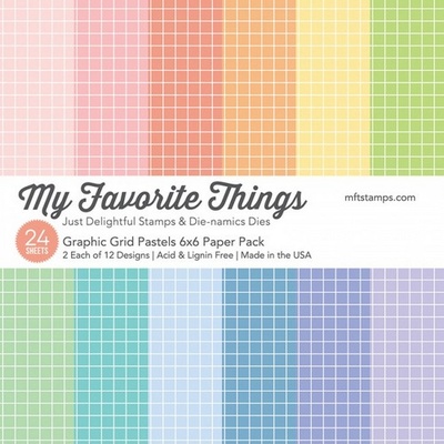 Набор бумаги My Favorite Things - Graphic Grid Pastels Paper Pack, размер 15х15 см, 24 листа.