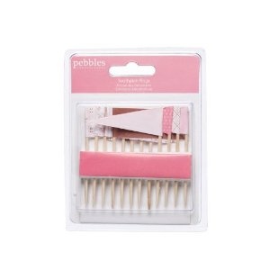 Флажки от American Crafts - Pebbles Embellishments - New Addition Girl - Toothpick Flags, 12 шт.