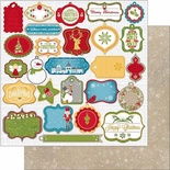 Лист двусторонней бумаги BoBunny - Dear Santa - Gift Tag, 30х30 см
