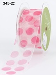 Лента Sheer/Jumbo Dot - Hot Pink, цвет: розовый, ширина 3,8 см, 90 см