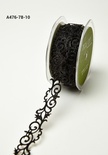 Лента - Adhesive Fleur-de-lis Scroll Design - черная, ширина - 22 мм, длина 90 см