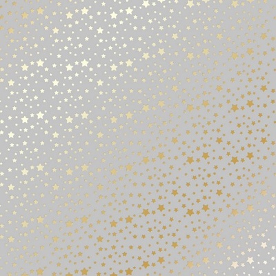 Лист односторонней бумаги с фольгированием Golden stars Grey, ТМ Фабрика Декора