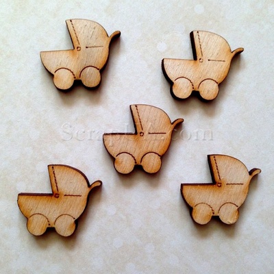 Деревянная фигурка WOOD-004 - Коляска, 1 штука