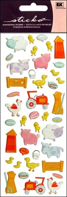 Наклейки от EK Success - EK Sticko Stickers Puffy Baby Farm Animals