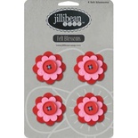 Набор цветов из фетра Jillibean Soup - Felt Blossoms - Red