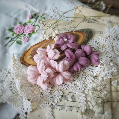 Набор цветов Фэнтази, винтаж-слива от WOODchic, 4,5 см, 6шт.