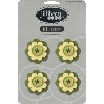 Набор цветов из фетра Jillibean Soup - Felt Blossoms - Green