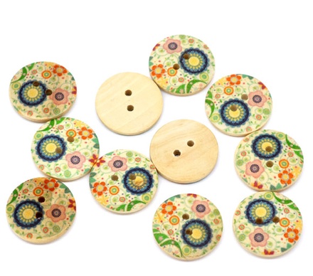 Деревянная пуговица Multicolor Flower B10665, диаметр 23 мм, 1 шт.