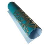 Отрез кожзама с тиснением  золотой фольгой Golden Butterflies Turquoise 50 х 25 см, ТМ Фабрика Декора