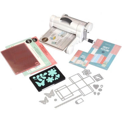 Машинка для вирубки і тиснення Sizzix Big Shot PLUS Machine White & Gray, біло-сіра (з платформою і пластинами), стартовий набір