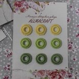 Декоративные вязаные колечки - в наборе от Allmacraft, желтый, зеленый, оливковый, 9 шт.