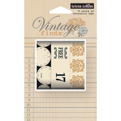 Бумажный скотч Teresa Collins Designs - Vintage Finds - Washi Tape, 3 штуки