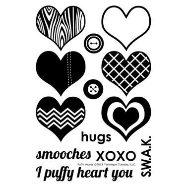 Набор акриловых штампов Technique Tuesday - Puffy Hearts