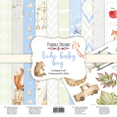 Набор скрапбумаги Boho Baby Boy 20x20см, ТМ Фабрика Декору