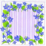 Салфетка для декупажа "Фиалки, рамочка", цвет фона: фиолетовый, размер: 33х33 см