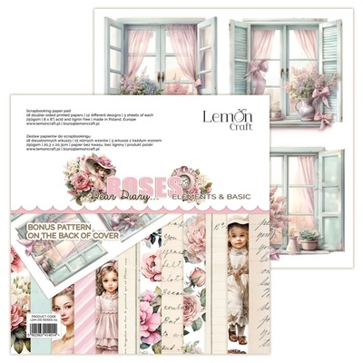Набір паперу для скрапбукінгу Lemoncraft - Dear Diary - ROSES, 20.3х20.3 см, елементи для вирізання