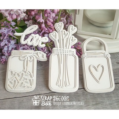 3d чипборд ScrapBox - Баночки с любовью Dm-005