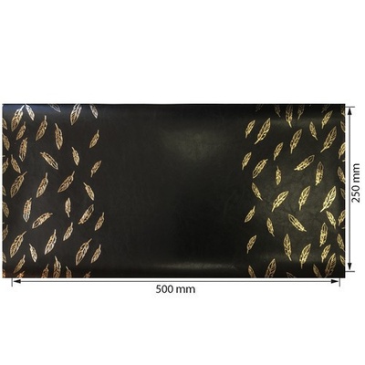 Отрез кожзама с тиснением  золотой фольгой Golden Feather Glossy black, 50см х 25см, ТМ Фабрика Декора