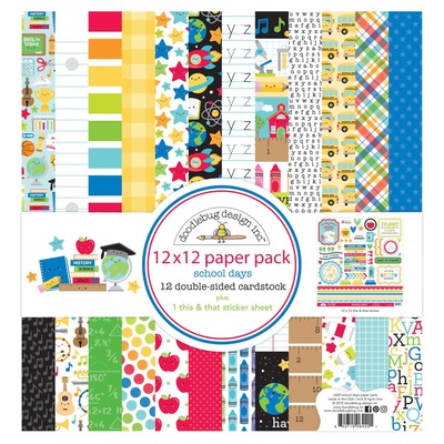 Набор бумаги для скрапбукинга от Doodlebug - School Days, 30х30 см, 12+1 лист
