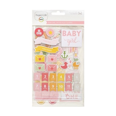 Наклейки от American Crafts - Baby Girl Chipboard Project Life