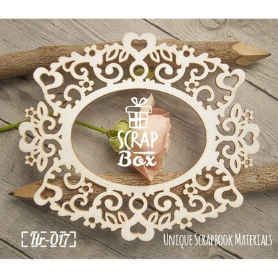 Чипборд ScrapBox - Рамка кружевная с цветами и сердечками