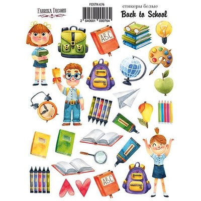 Набор наклеек (стикеров) #076, Back to School, ТМ Фабрика Декору