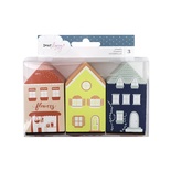 Набор резиновых штампов от American Crafts в форме домиков - Lovely Day Collection - Wood House Stamp Set