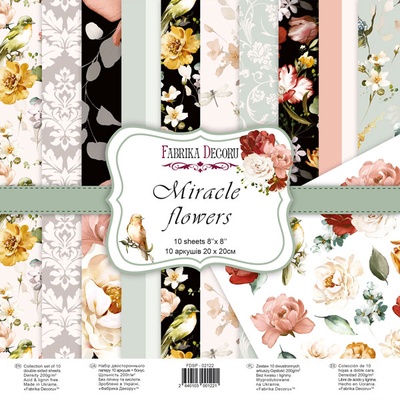 Набір двостороннього паперу для скрапбукінгу Miracle flowers 20х20 см 10 аркушів