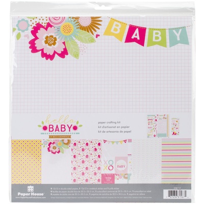 Набор скрапбумаги от Paper House - Paper House Paper Crafting Kit - Hello Baby Girl, 30 x 30 см