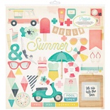 Высечки из чипборда от Crate Paper - Poolside Collection - 30x30 см, 53шт.