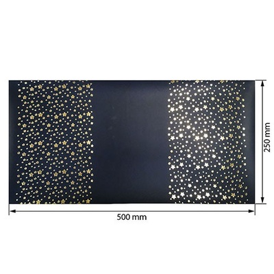 Отрез кожзама с тиснением  золотой фольгой Golden Stars Dark blue, размер 500мм х 250мм, ТМ Фабрика Декора