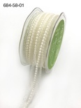 Кружево с жемчужинками - Sheer Lace Trim with Pearl Center Ribbon with Scalloped Edge, ширина 16мм, длина 90 см