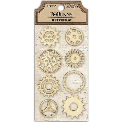 Деревянные украшения BoBunny - Kraft Laser-Cut Wood Embellishments Gears