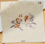 Картинки на льне - Птички с сердечками, арт.0150, 20х20 см