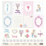 Лист двусторонней скрапбумаги  от Mona Design -  Cards1 - Chic wedding, 30x30см