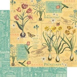 ЦЕНА СНИЖЕНА! Лист бумаги Graphic 45 - Time to Flourish - April Flourish, размер 30х30 см, двусторонняя