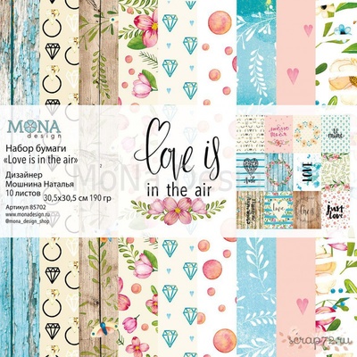 Набор скрапбумаги  от Mona Design - Love is in the air, 10 листов+полоска карточек, арт 85702