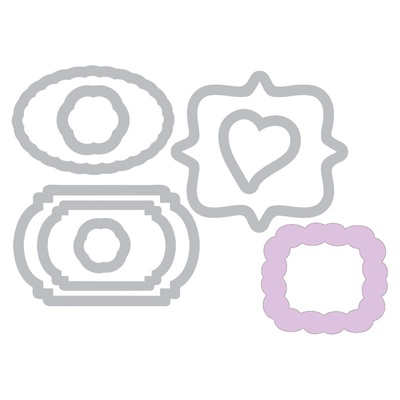 Лезвия и штампы от Sizzix - Framelits Die Set 8PK w/Stamps - Birthday & Frames