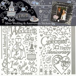 Набор наклеек-высечек HOTP - Wedding & Anniversary Scrapbooking Dazzles Silver, 3 листа размером 15х22,5 см, 138 штук